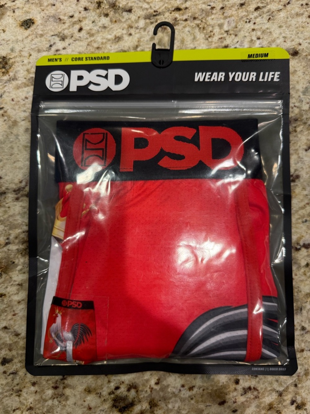 PSD Men's Red Cocky Rooster Boxer Brief Medium Funny Theme Microfiber Stretch